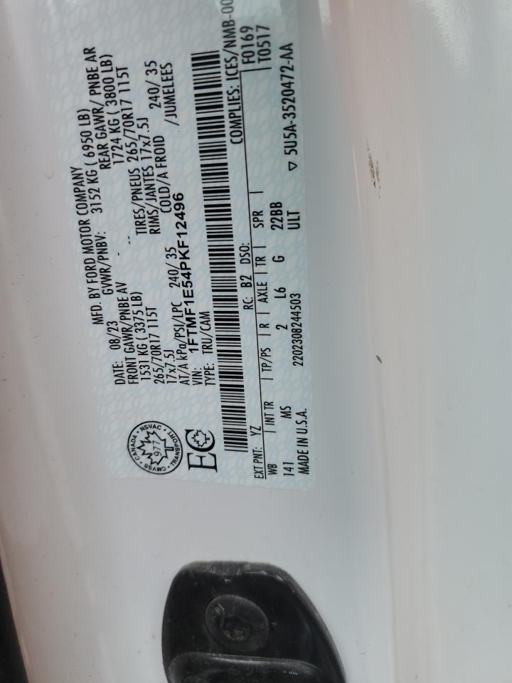 2023 FORD F150  VIN:1FTMF1E54PKF12496