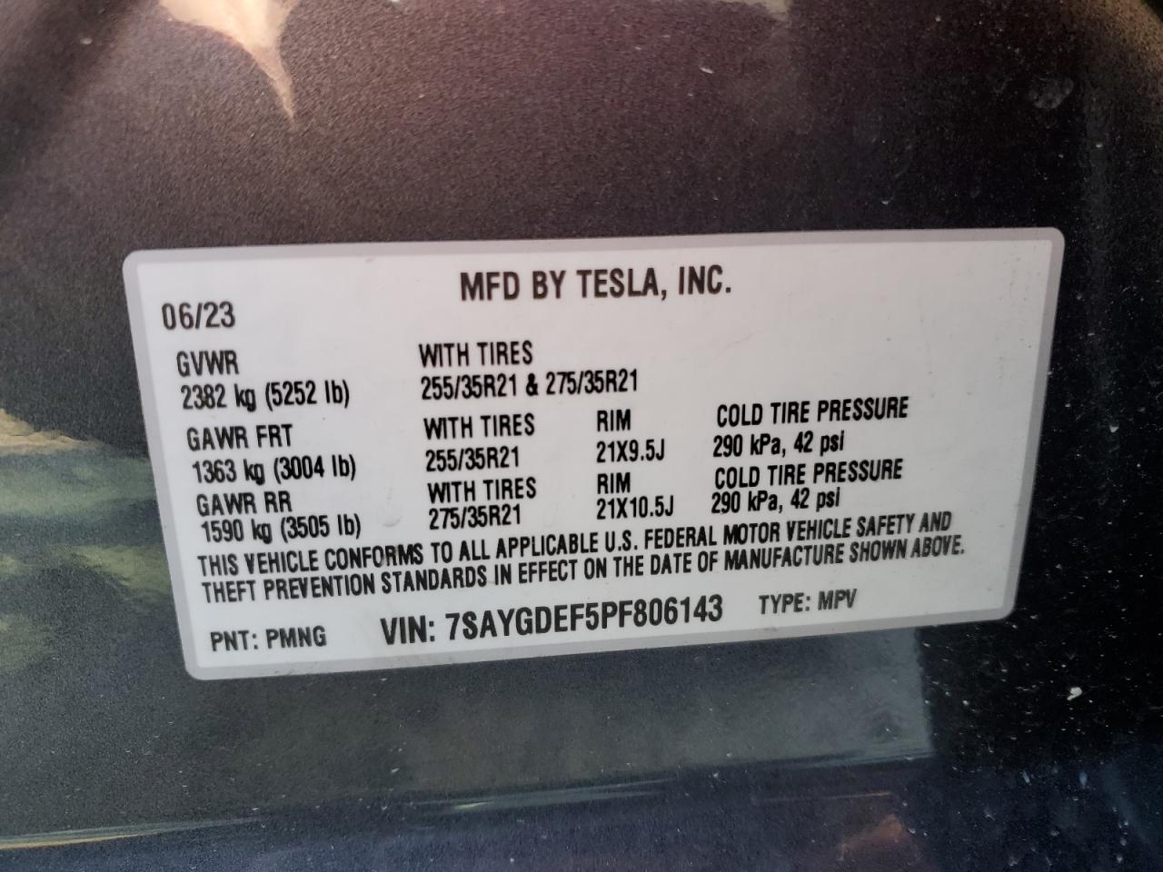 2023 TESLA MODEL Y  VIN:7SAYGDEF5PF806143