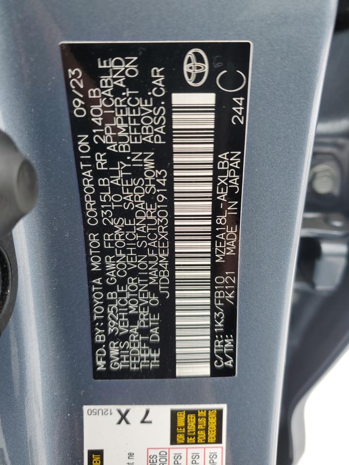 2024 TOYOTA COROLLA LE VIN:JTDB4MEEXR3019143