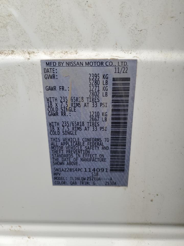 2023 NISSAN MURANO SV VIN:5N1AZ2BS4PC114091