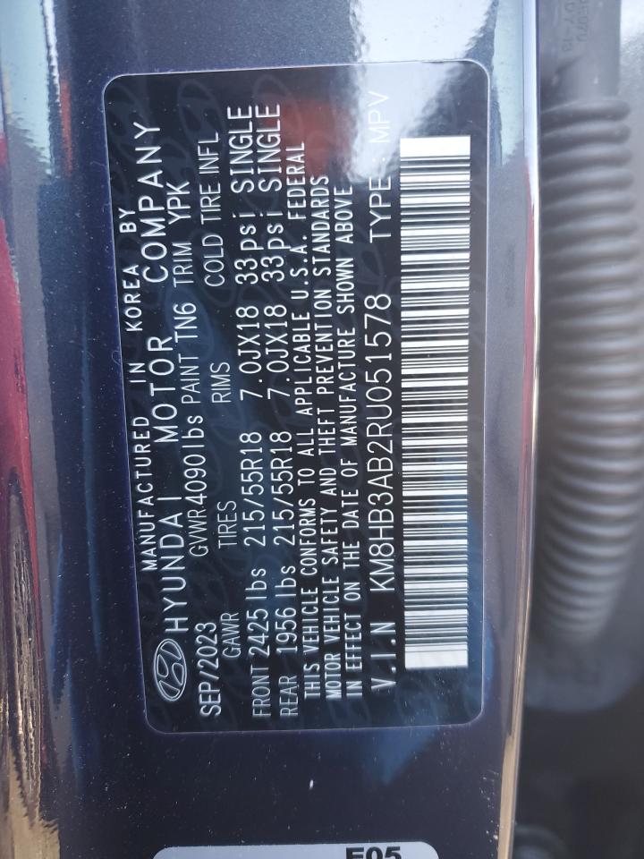 2024 HYUNDAI KONA SEL VIN:KM8HB3AB2RU051578