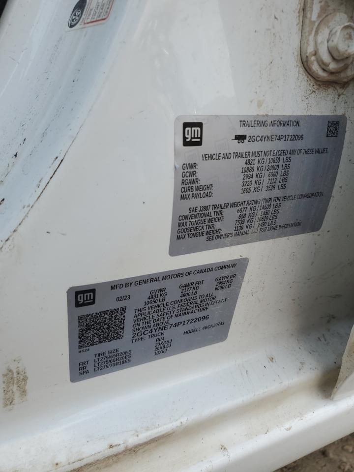 2023 CHEVROLET SILVERADO K2500 HEAVY DUTY LT VIN:2GC4YNE74P1722096