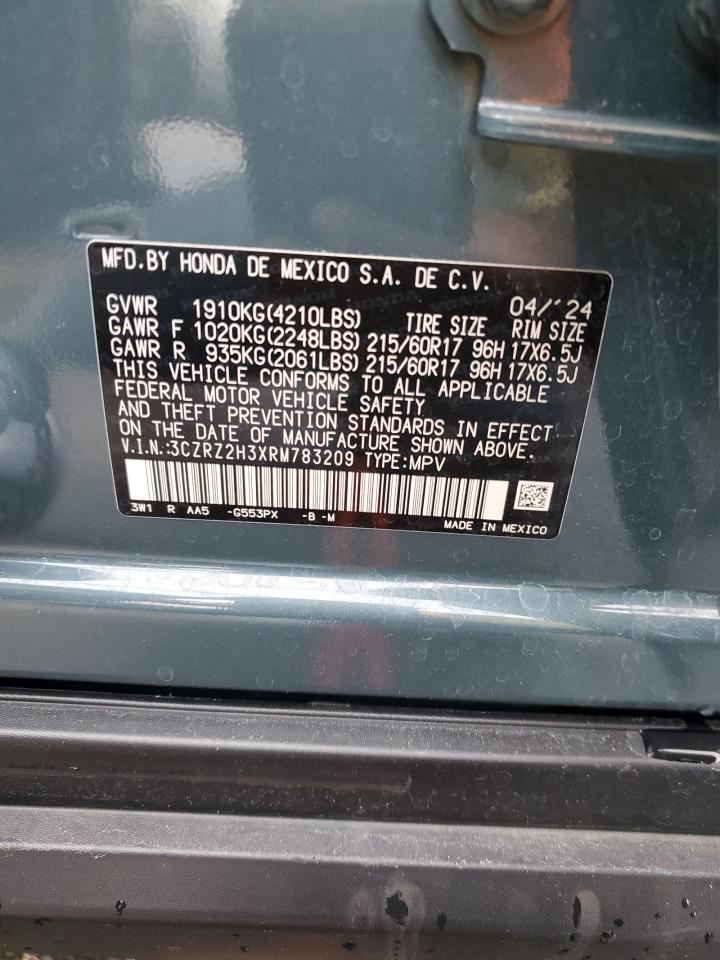 2024 HONDA HR-V LX VIN:3CZRZ2H3XRM783209