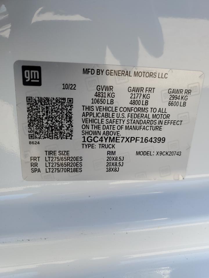 2023 CHEVROLET SILVERADO K2500 CUSTOM VIN:1GC4YME7XPF164399