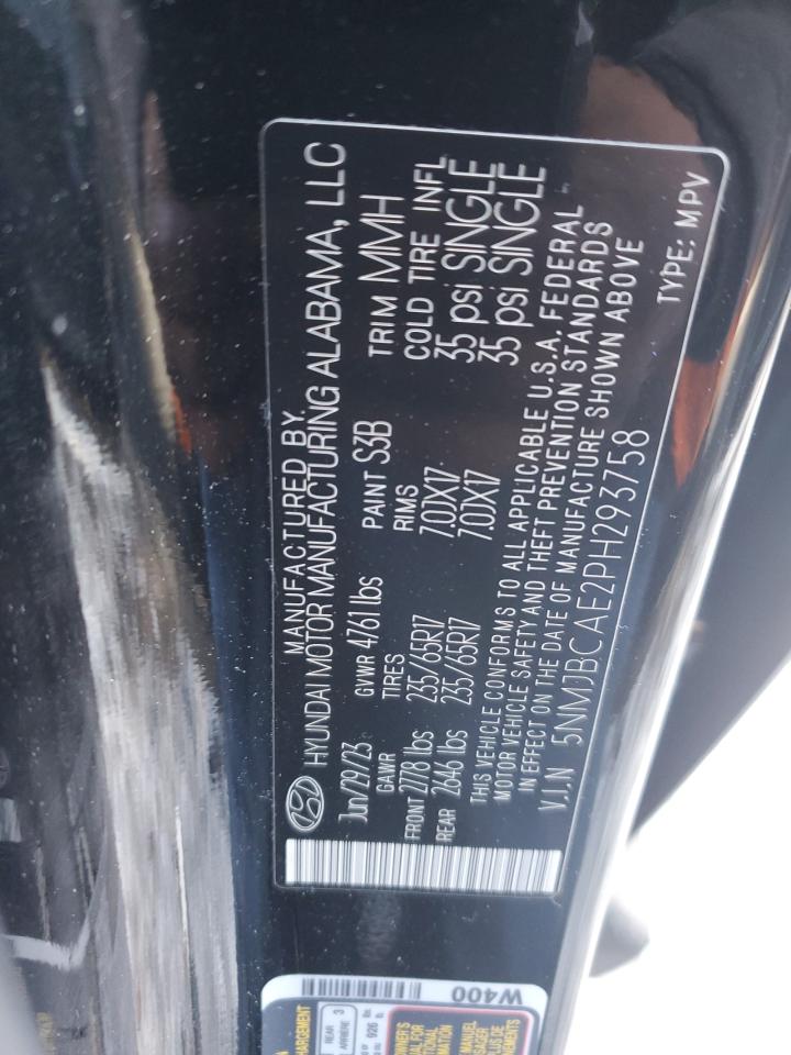 2023 HYUNDAI TUCSON SEL VIN:5NMJBCAE2PH293758