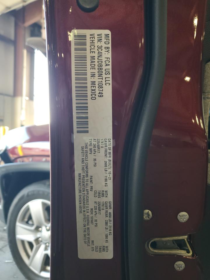 2022 JEEP COMPASS LATITUDE VIN:3C4NJDBB0NT108749