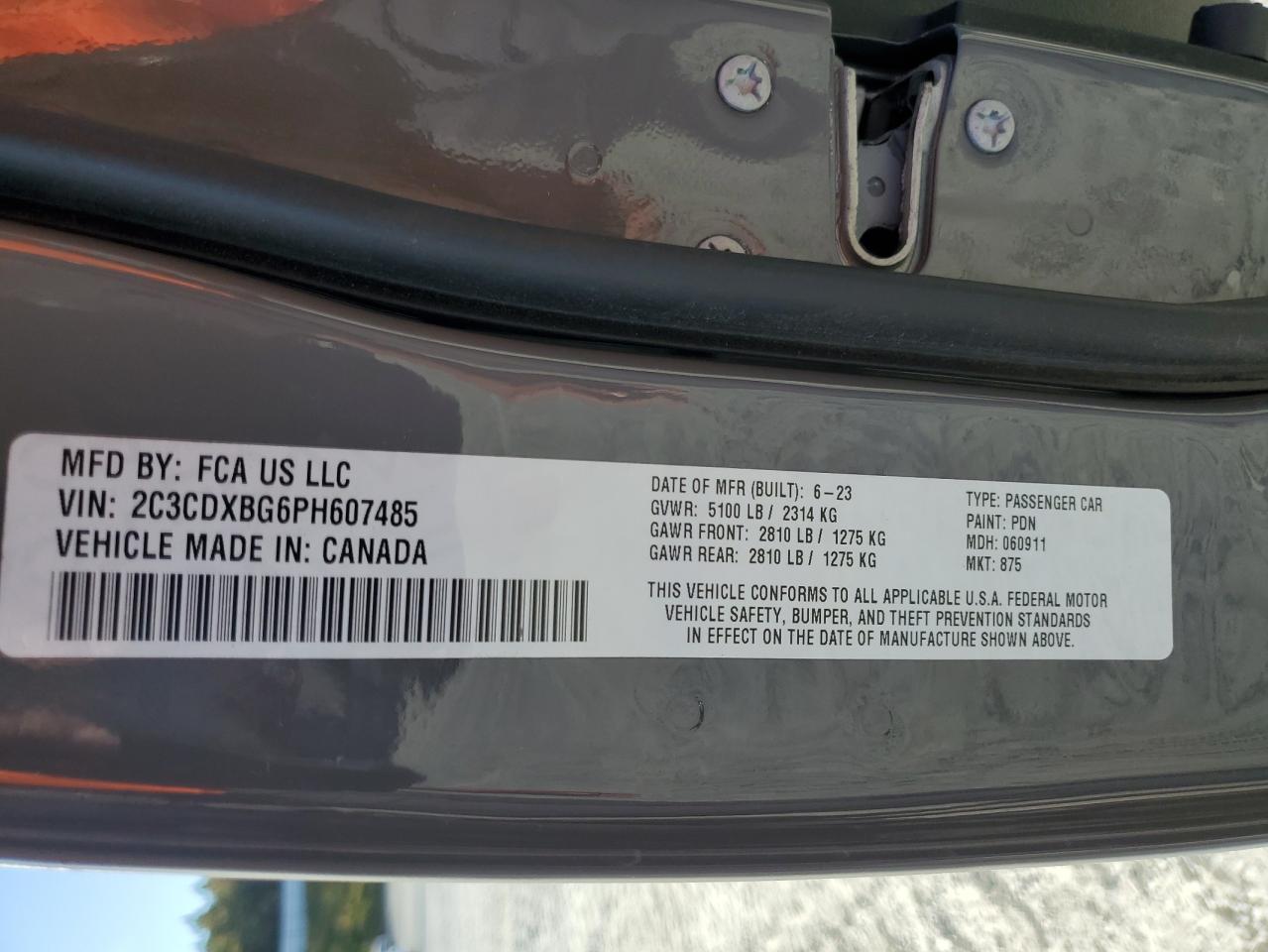 2023 DODGE CHARGER SXT VIN:2C3CDXBG6PH607485