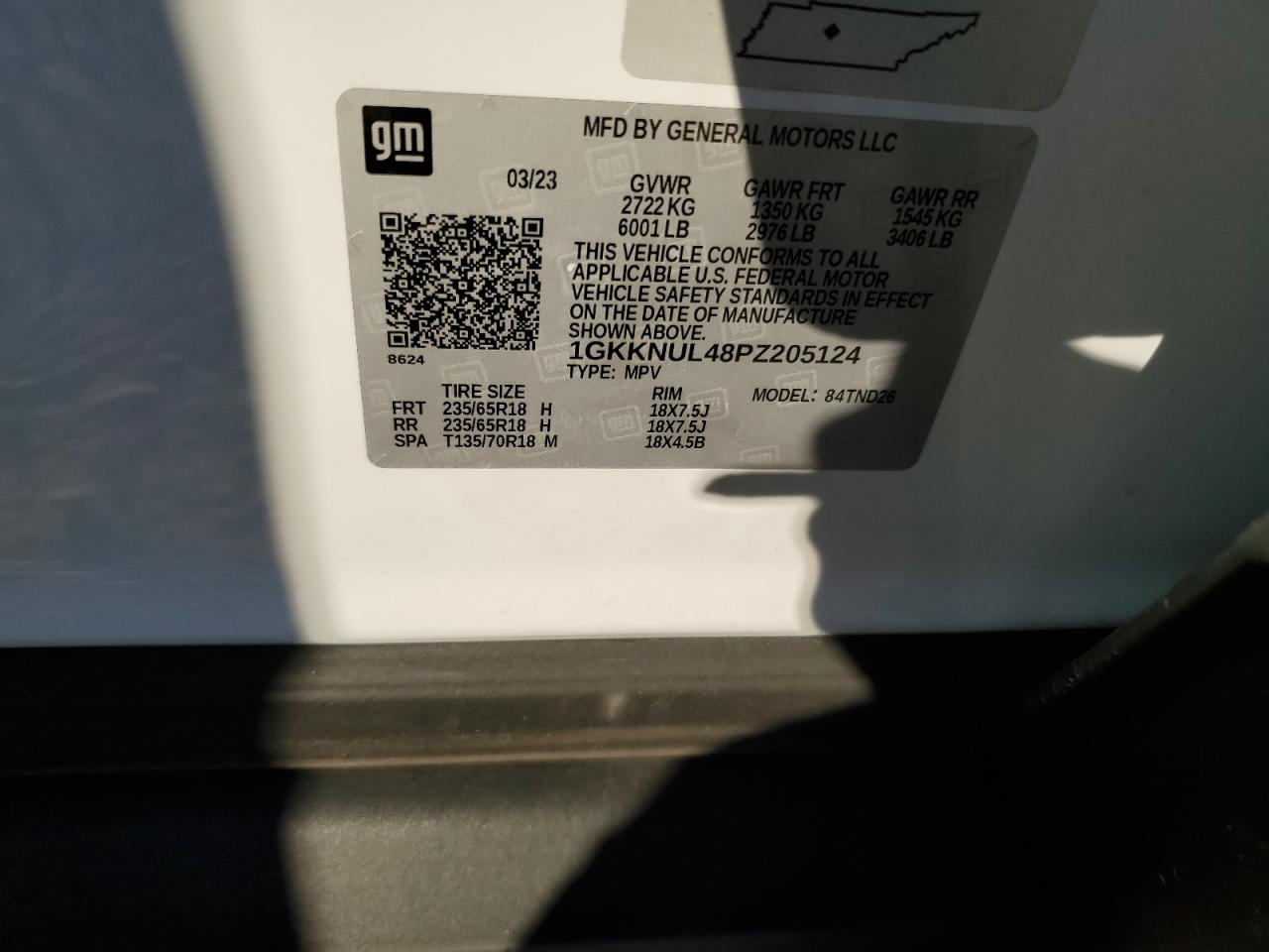 2023 GMC ACADIA SLT VIN:1GKKNUL48PZ205124