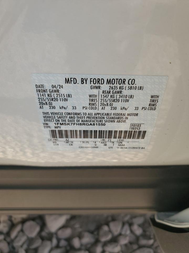 2024 FORD EXPLORER LIMITED VIN:1FMSK7FH8RGA81550