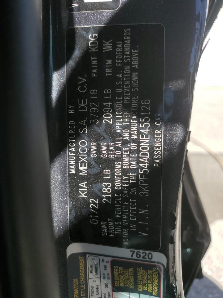 2022 KIA FORTE GT LINE VIN:3KPF54AD0NE455126