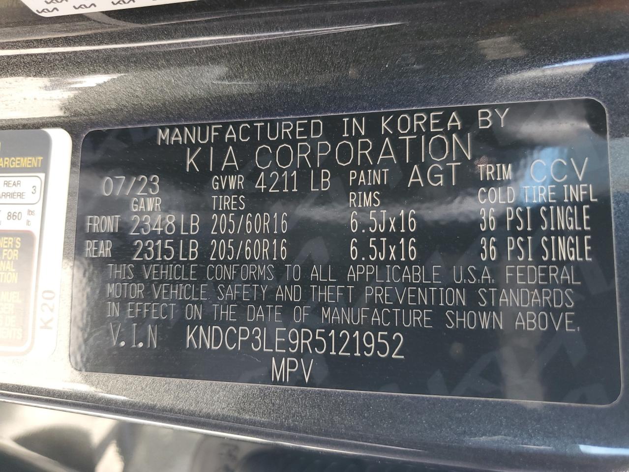 2024 KIA NIRO LX VIN:KNDCP3LE9R5121952