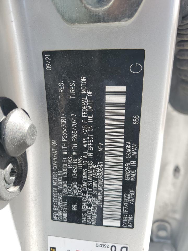 2022 TOYOTA 4RUNNER SR5/SR5 PREMIUM VIN:JTEMU5JR0N5983543