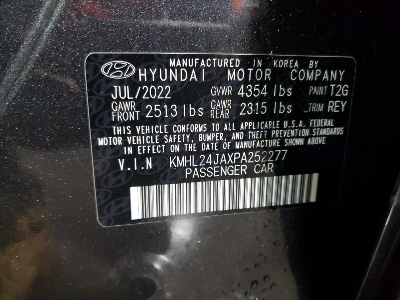 2023 HYUNDAI SONATA SE VIN:KMHL24JAXPA252277