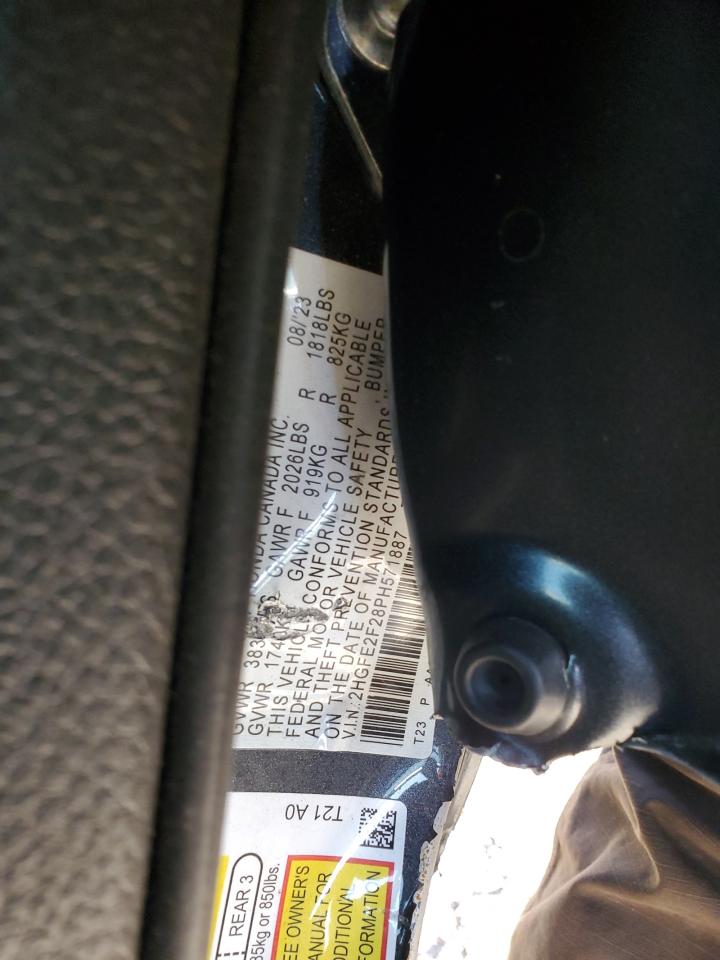 2023 HONDA CIVIC LX VIN:2HGFE2F28PH571887