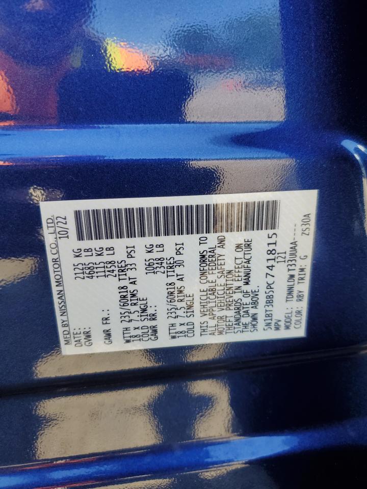 2023 NISSAN ROGUE SV VIN:5N1BT3BB5PC741815