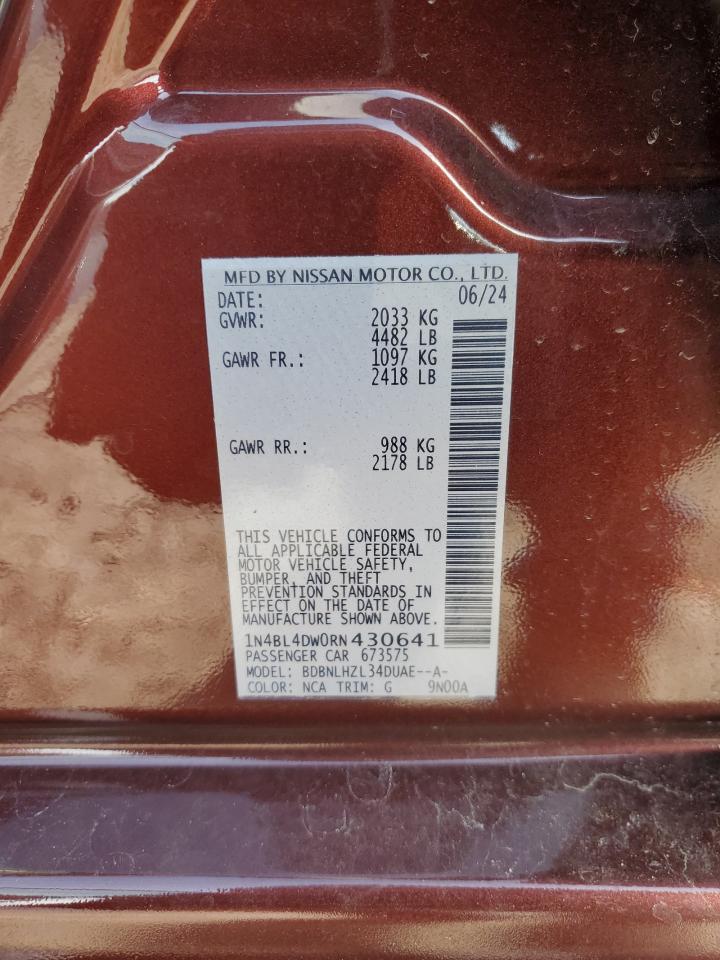 2024 NISSAN ALTIMA SV VIN:1N4BL4DW0RN430641