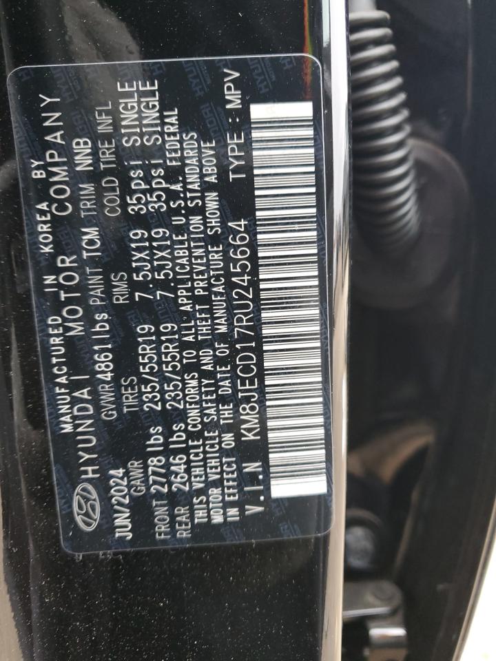 2024 HYUNDAI TUCSON LIMITED VIN:KM8JECD17RU245664
