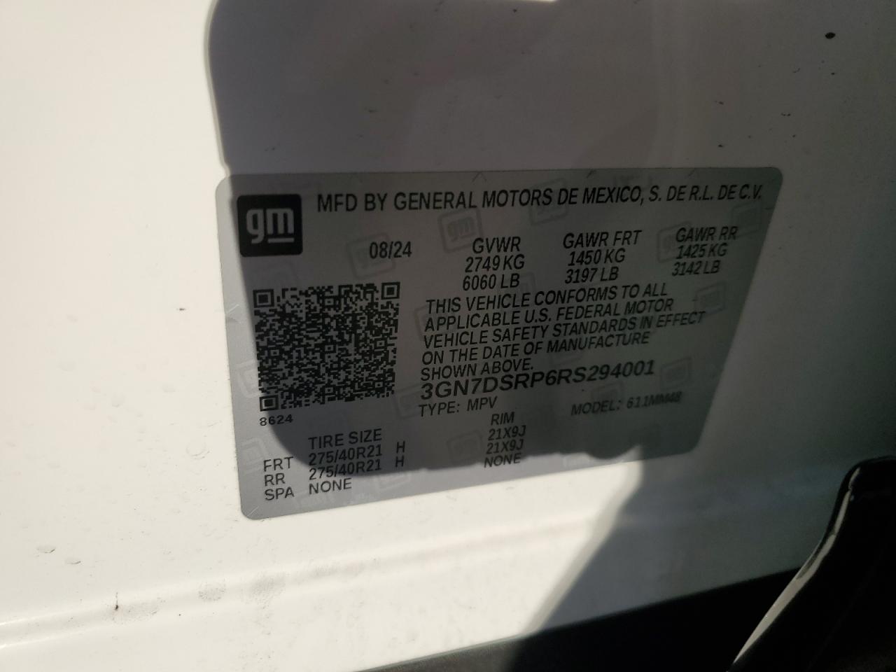 2024 CHEVROLET EQUINOX 2RS VIN:3GN7DSRP6RS294001