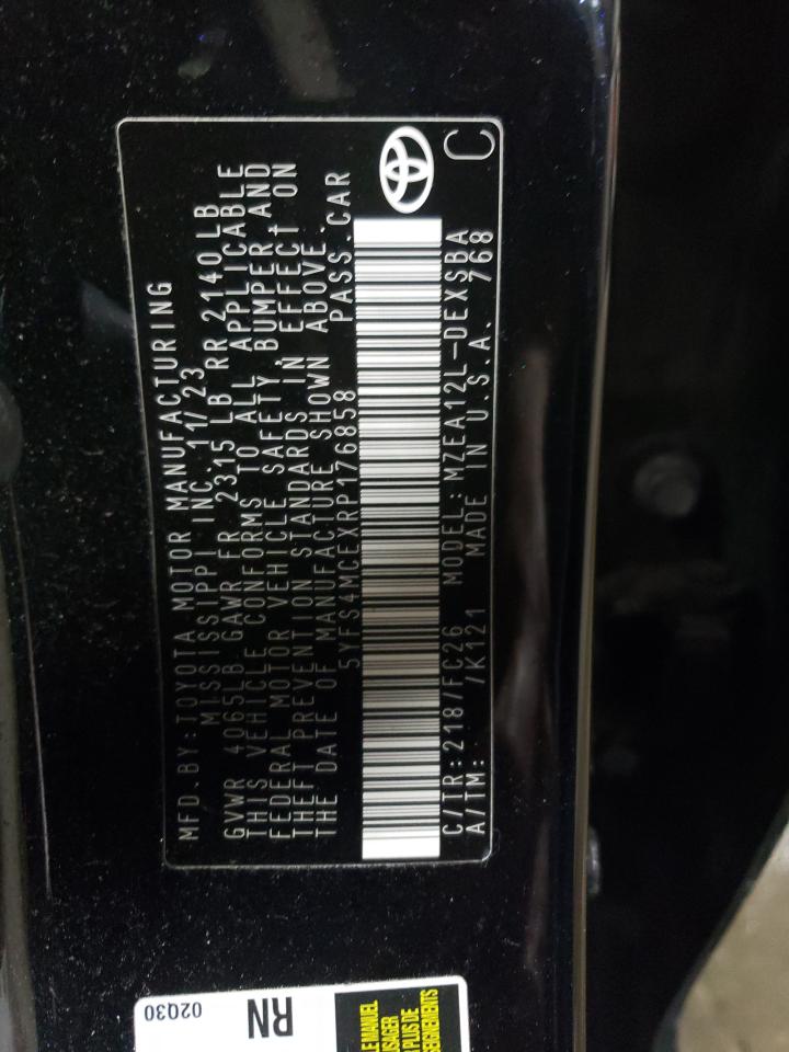 2024 TOYOTA COROLLA SE VIN:5YFS4MCEXRP176858