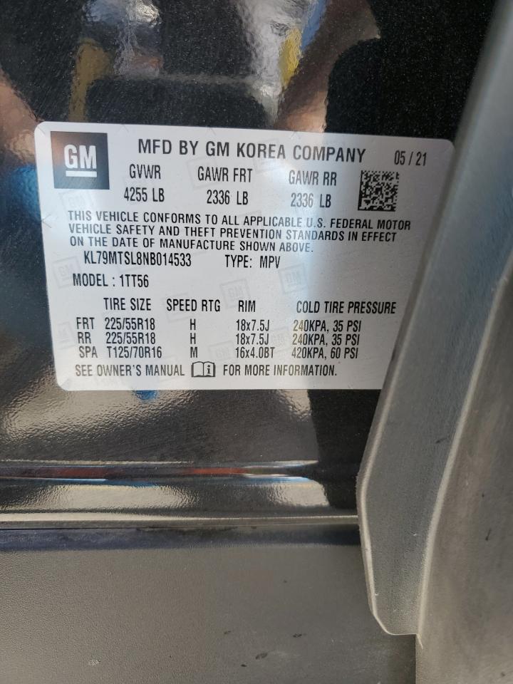 2022 CHEVROLET TRAILBLAZER RS VIN:KL79MTSL8NB014533