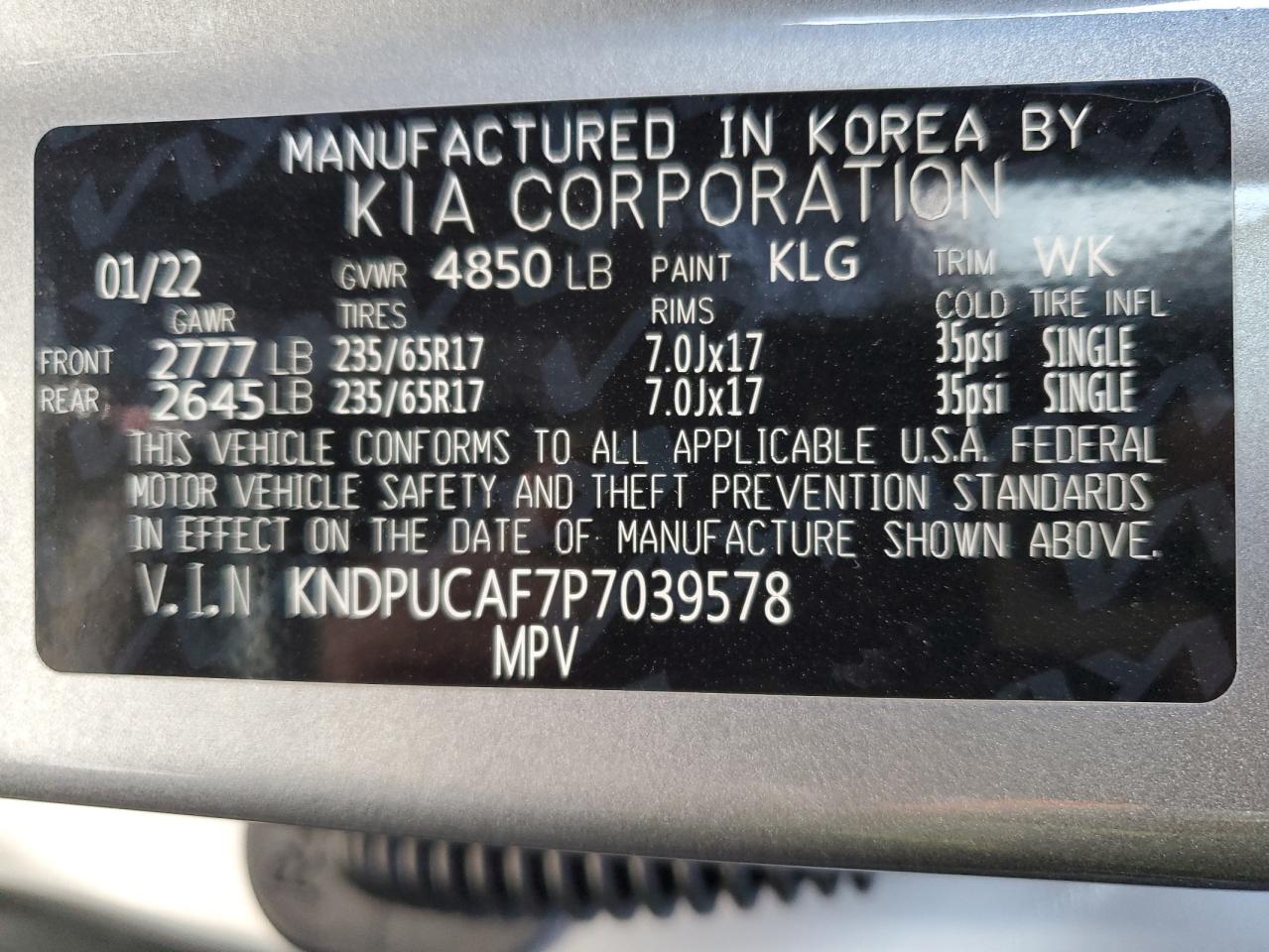2023 KIA SPORTAGE LX VIN:KNDPUCAF7P7039578