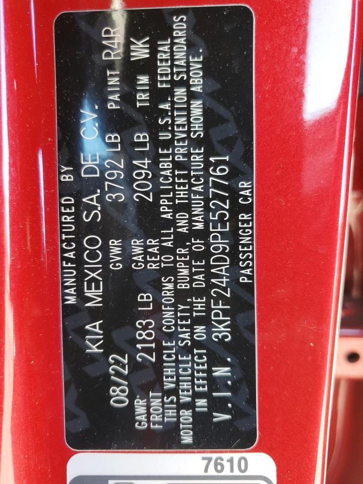 2023 KIA FORTE LX VIN:3KPF24AD9PE527761