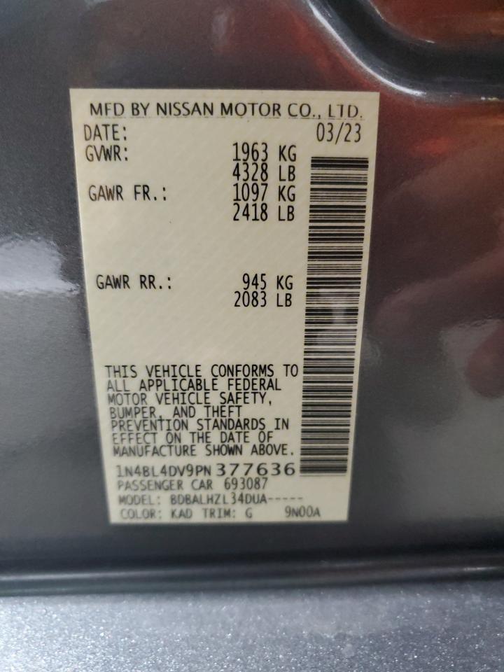 2023 NISSAN ALTIMA SV VIN:1N4BL4DV9PN377636