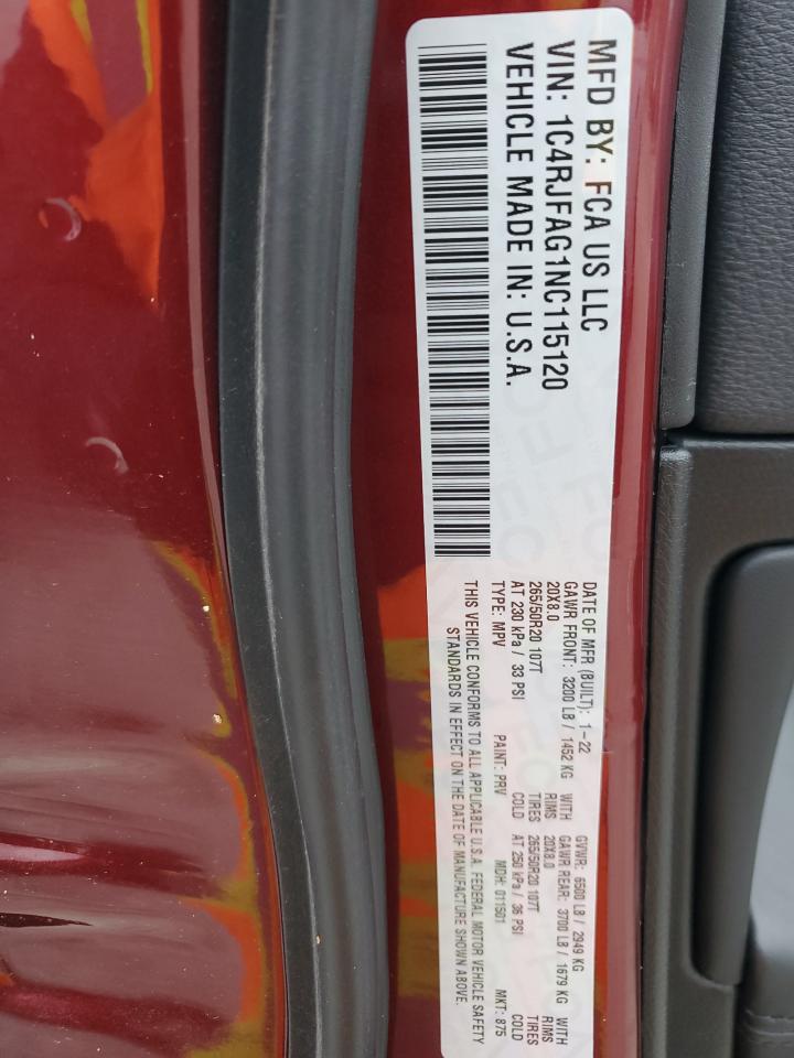 2022 JEEP GRAND CHEROKEE LAREDO E VIN:1C4RJFAG1NC115120