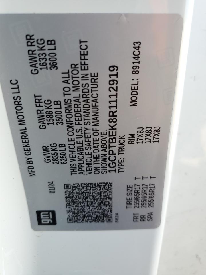 2024 CHEVROLET COLORADO  VIN:1GCPTBEK8R1112919