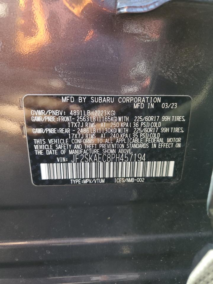 2023 SUBARU FORESTER PREMIUM VIN:JF2SKAEC8PH457194