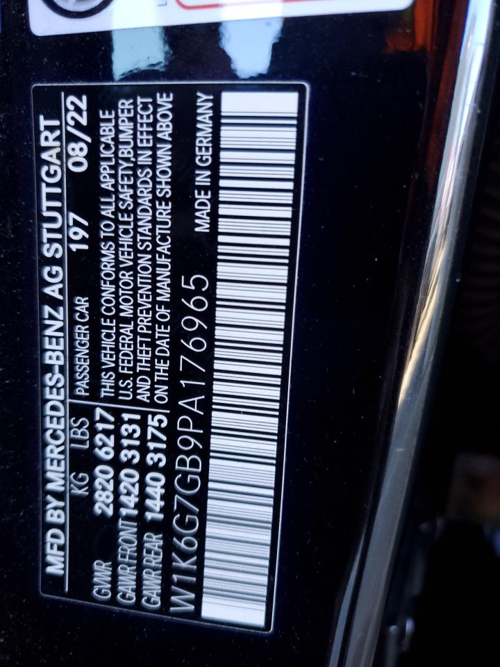 2023 MERCEDES-BENZ S 580 4MATIC VIN:W1K6G7GB9PA176965