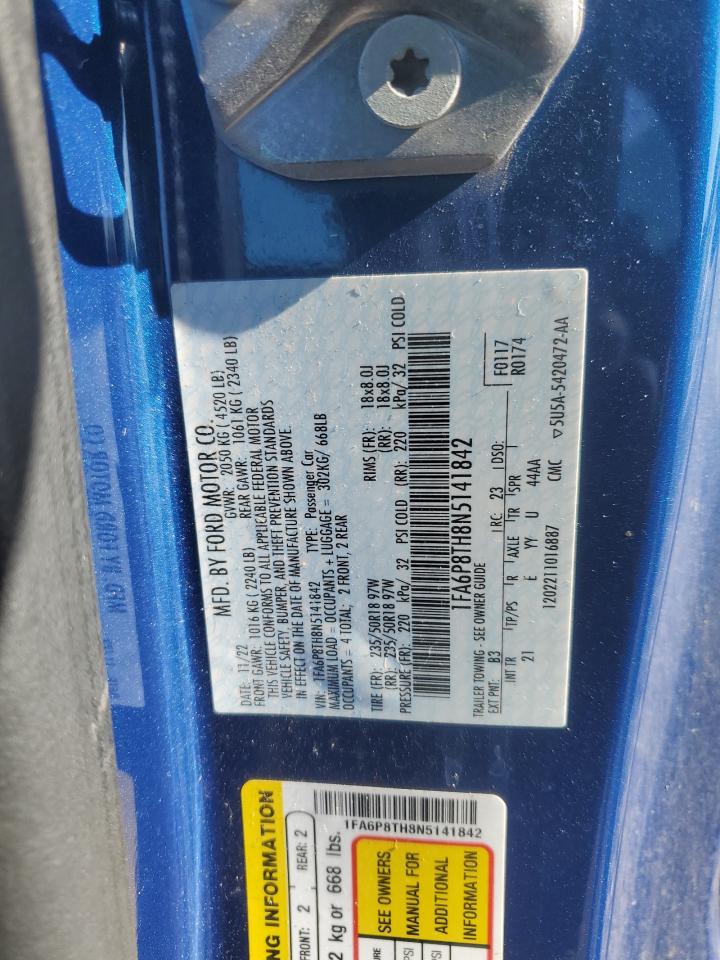 2022 FORD MUSTANG  VIN:JTMB6RFVXMD041135