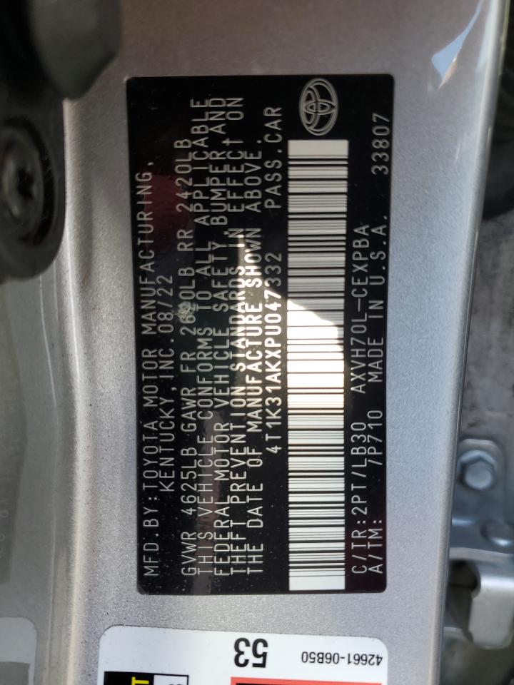 2023 TOYOTA CAMRY XSE VIN:4T1K31AKXPU047332