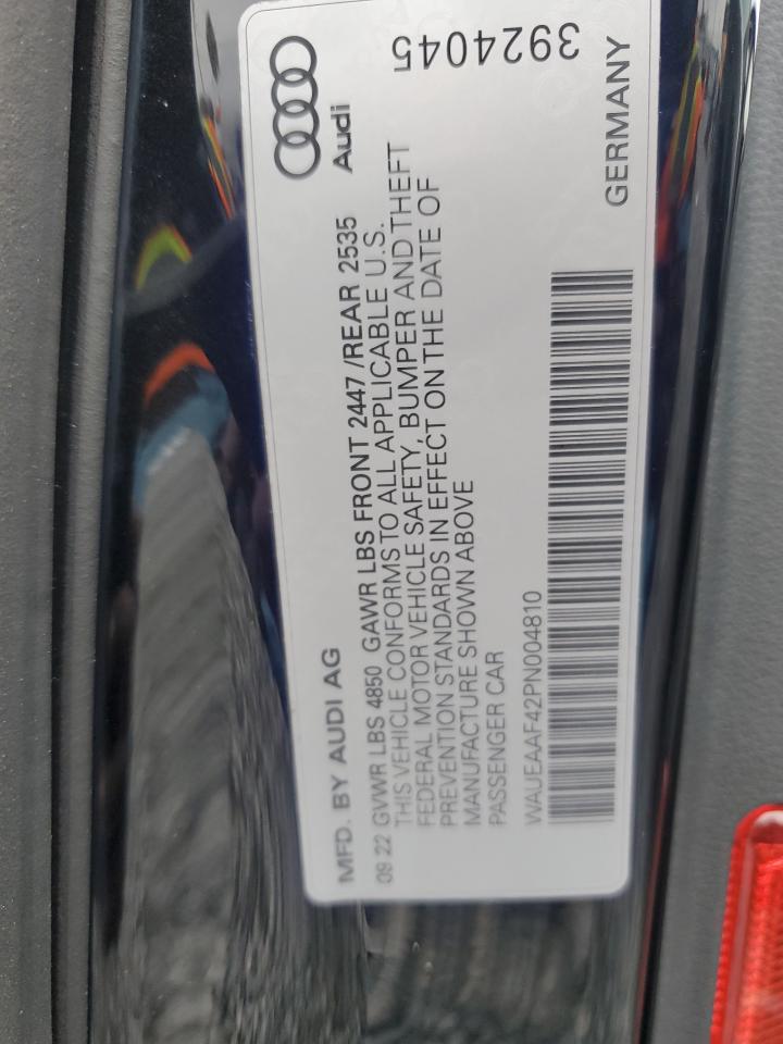 2023 AUDI A4 PREMIUM PLUS 45 VIN:WAUEAAF42PN004810