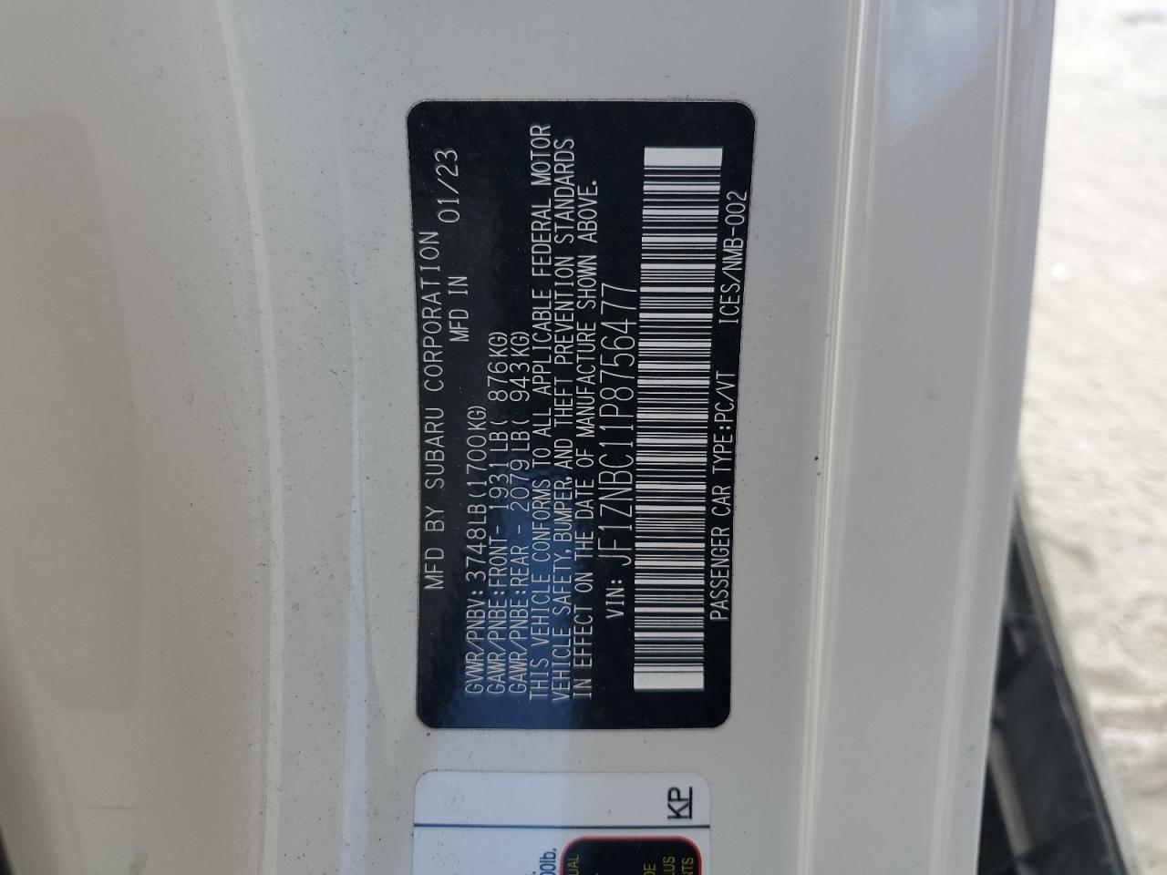 2023 TOYOTA GR 86  VIN:JF1ZNBC11P8756477