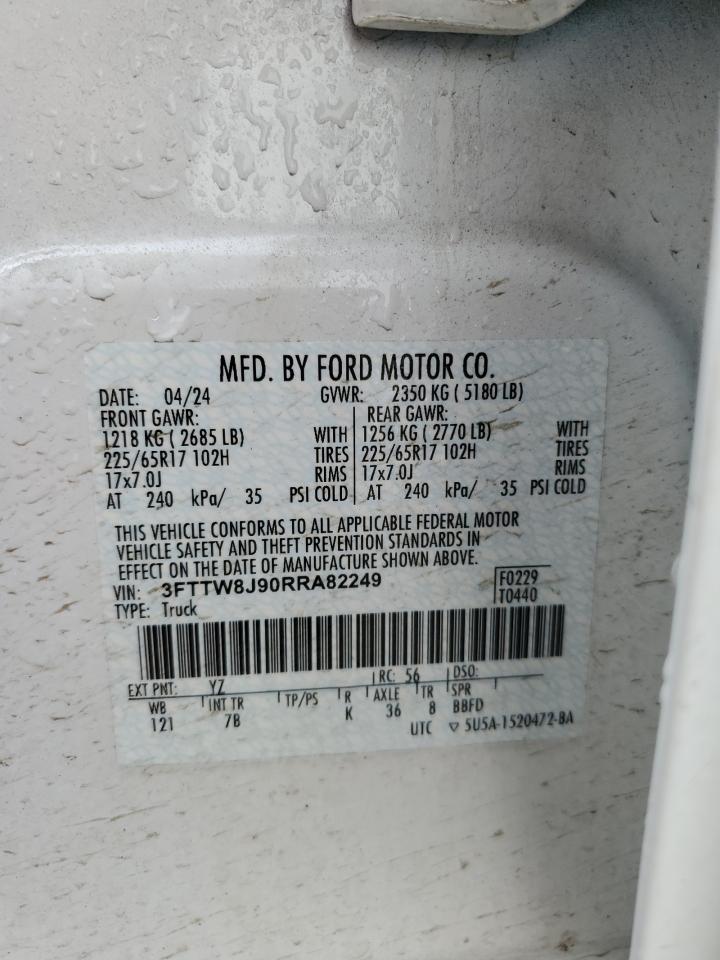 2024 FORD MAVERICK XLT VIN:3FTTW8J90RRA82249