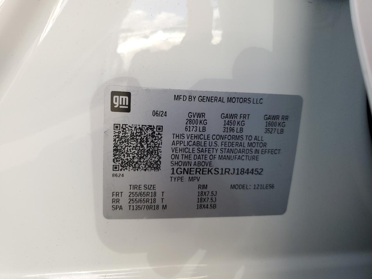 2024 CHEVROLET TRAVERSE LS VIN:1GNEREKS1RJ184452