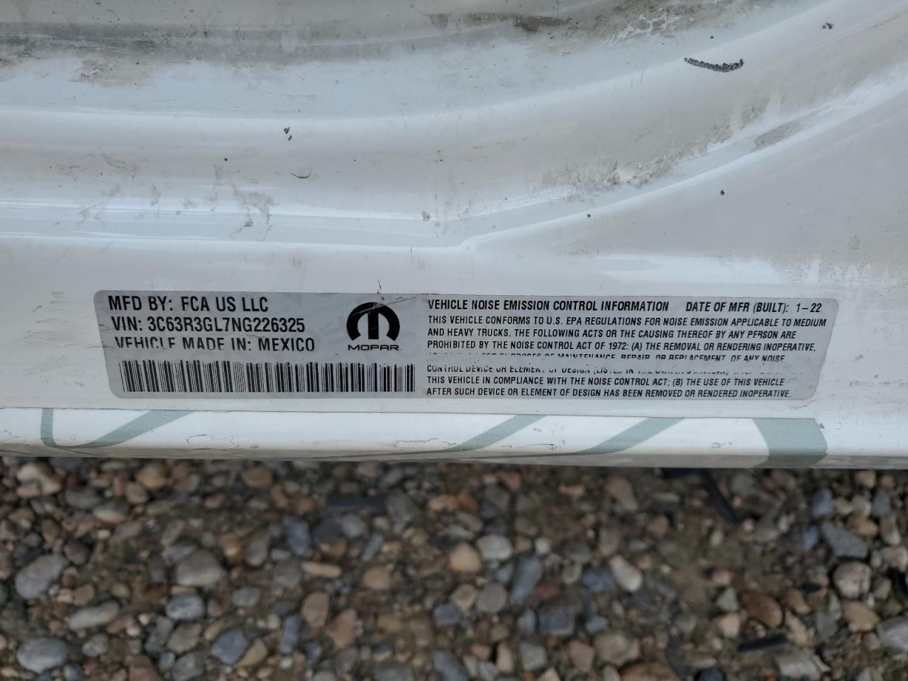 2022 RAM 3500 TRADESMAN VIN:3C63R3GL7NG226325