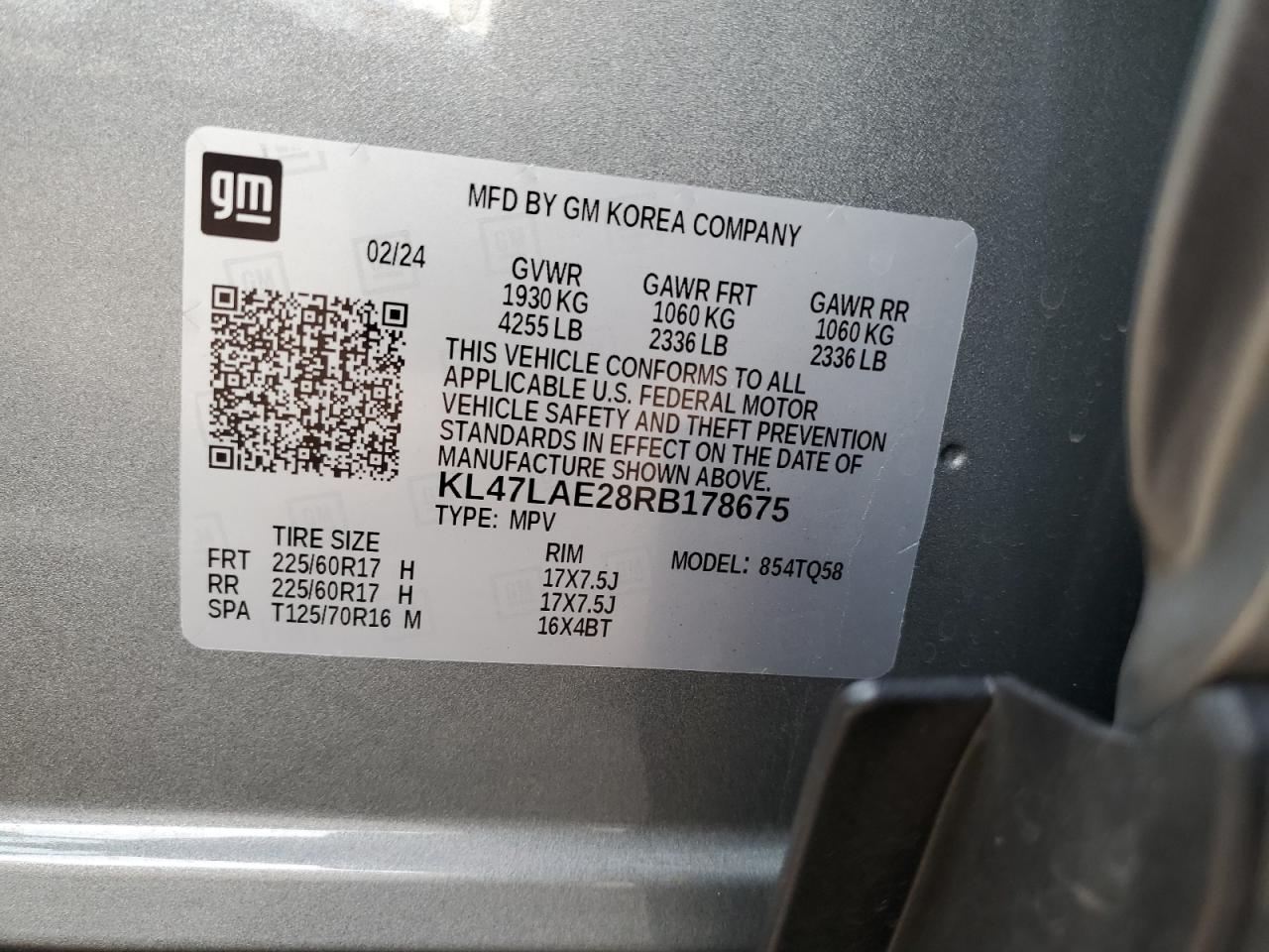 2024 BUICK ENVISTA PREFERRED VIN:KL47LAE28RB178675