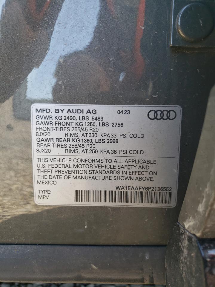 2023 AUDI Q5 PREMIUM PLUS 45 VIN:WA1EAAFY6P2136552