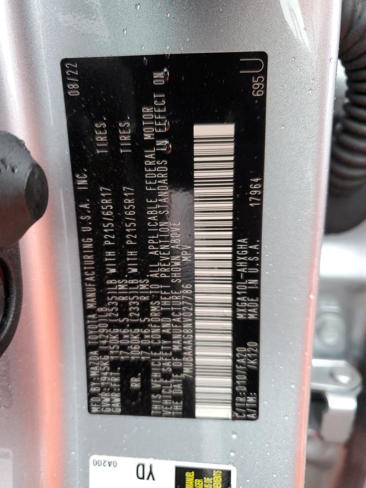 2022 TOYOTA COROLLA CROSS LE VIN:7MUBAAAG8NV027786