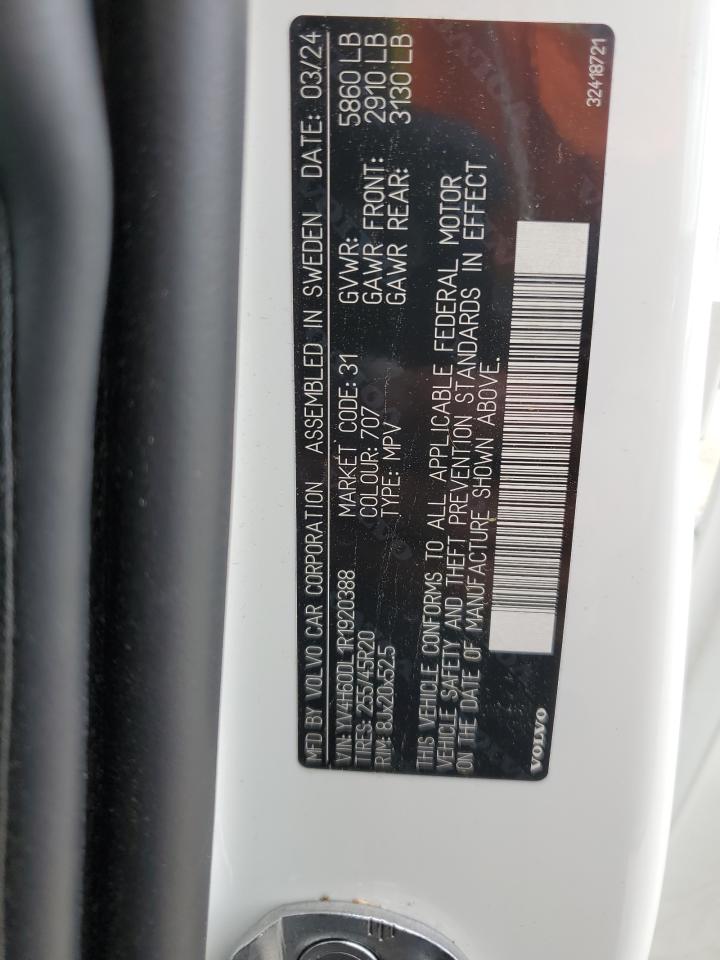 2024 VOLVO XC60 PLUS VIN:YV4H60DL1R1920388