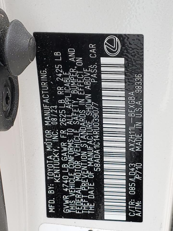 2024 LEXUS ES 300H BASE VIN:58ADA1C14RU039077