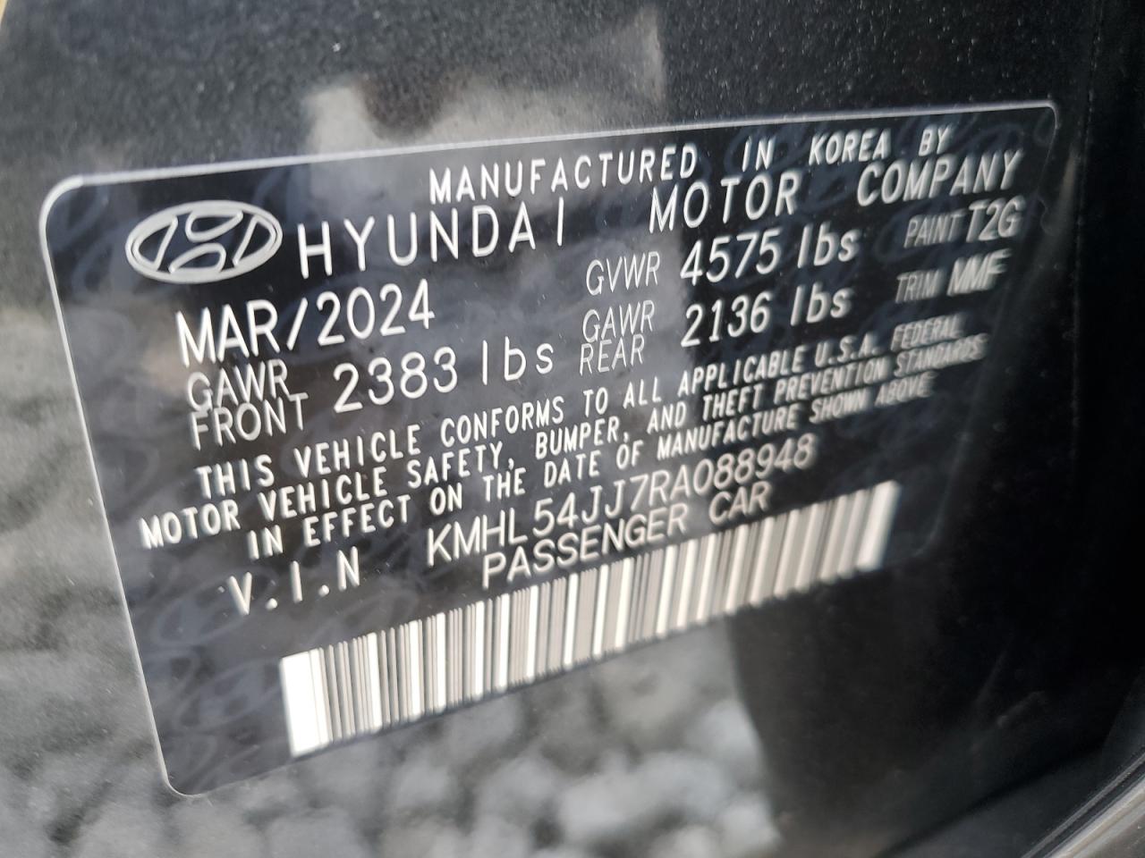 2024 HYUNDAI SONATA HYBRID VIN:KMHL54JJ7RA088948