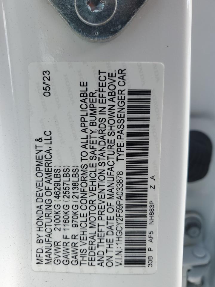 2023 HONDA ACCORD HYBRID SPORT VIN:1HGCY2F59PA033878