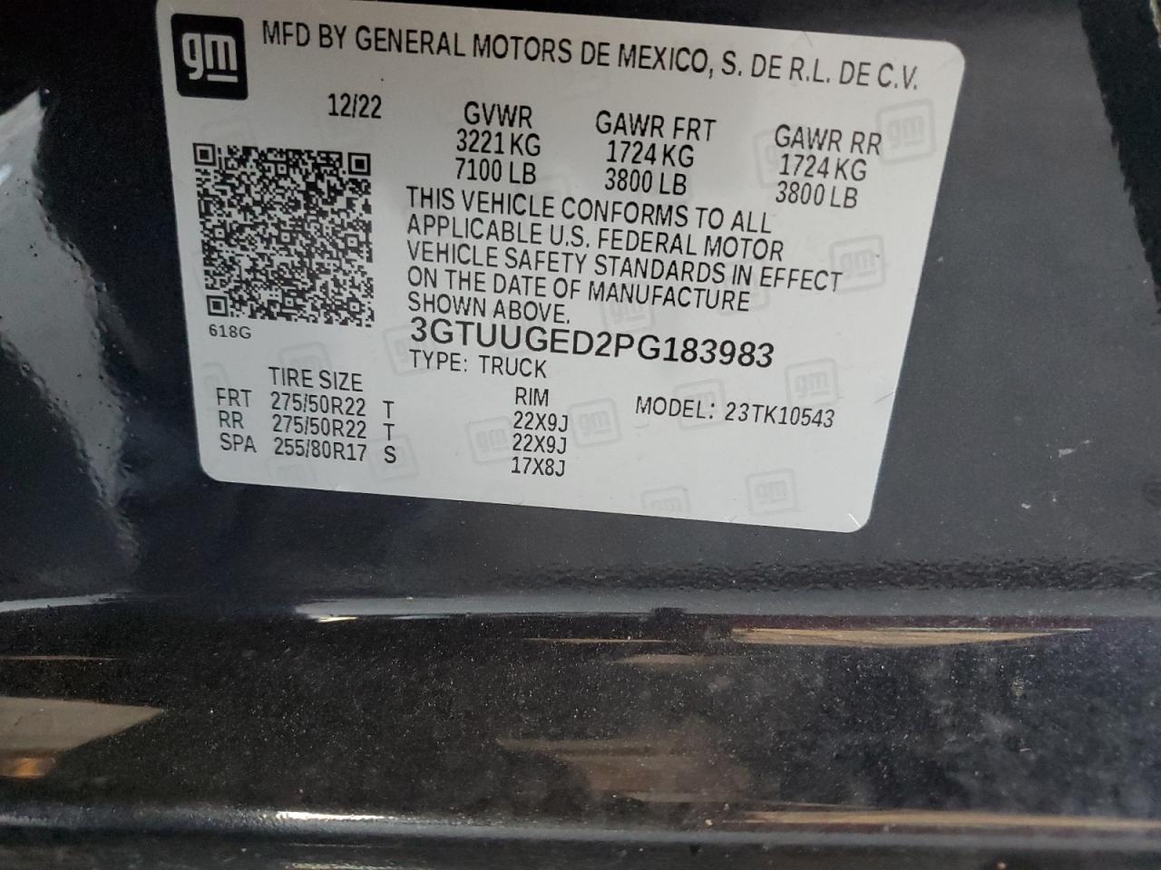 2023 GMC SIERRA K1500 DENALI VIN:3GTUUGED2PG183983