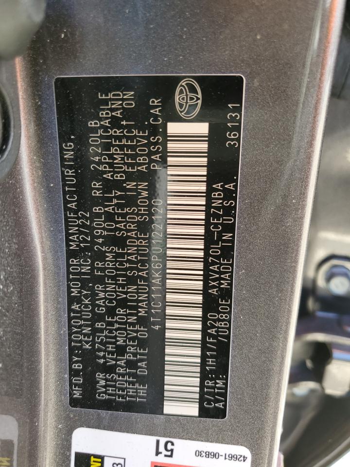 2023 TOYOTA CAMRY LE VIN:4T1C11AK6PU122120