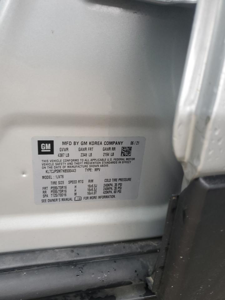 2022 CHEVROLET TRAX 1LT VIN:KL7CJPSM7NB500443