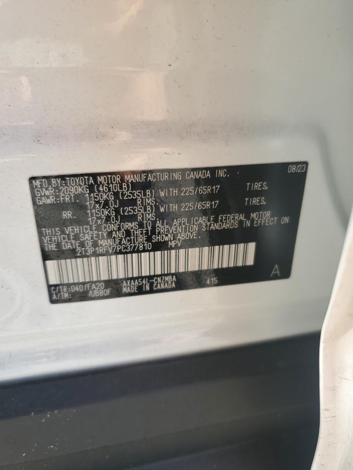 2023 TOYOTA RAV4 XLE VIN:2T3P1RFV7PC377810