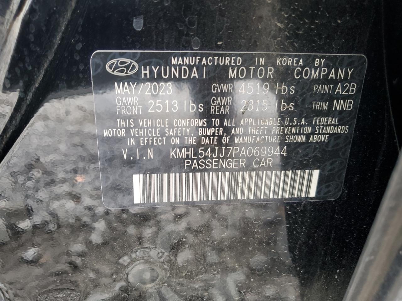 2023 HYUNDAI SONATA HYBRID VIN:KMHL54JJ7PA069944